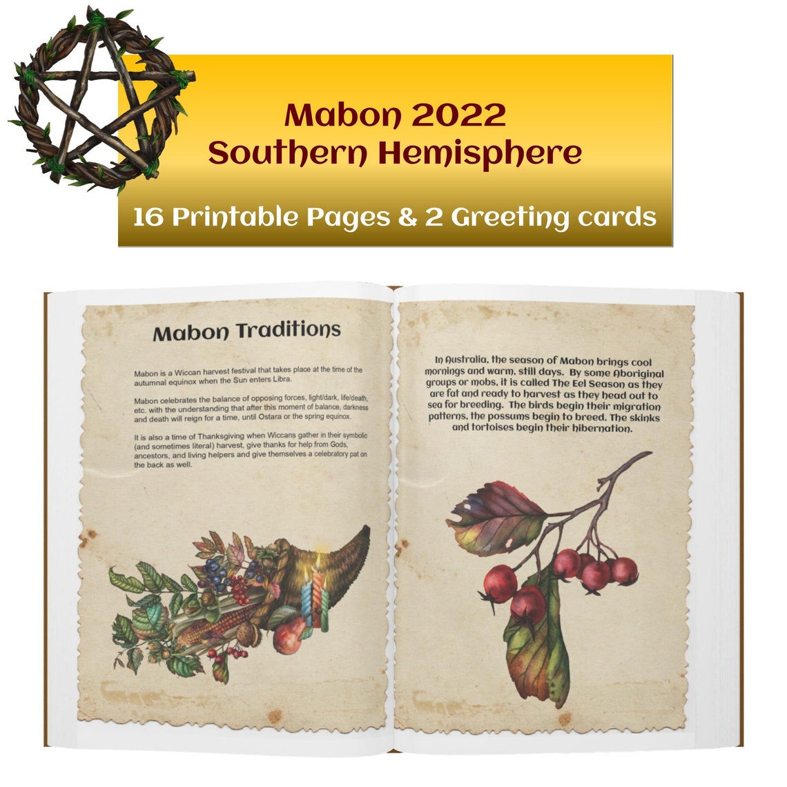 Mabon 2022 Southern Hemisphere Autumn Equinox Wiccan Weel of Etsy
