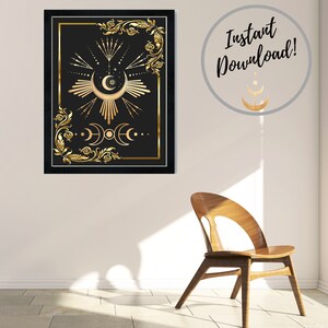 Witch Art Print Occult Decor Posters, Moon Goddess Magic Esoteric Gift ...