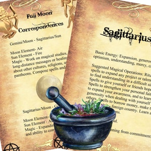 Sagittarius Zodiac Sign Book of Shadow, 6 Printable PDF Pages, Witchcraft Astrology, Full Moon and Sun Magic Correspondences to Work on image 3