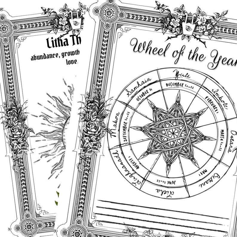 Litha Summer Solstice, Wiccan Sabbat Coloring Pages, Wheel of the Year Guide, Book of Shadows & Grimoire image 8