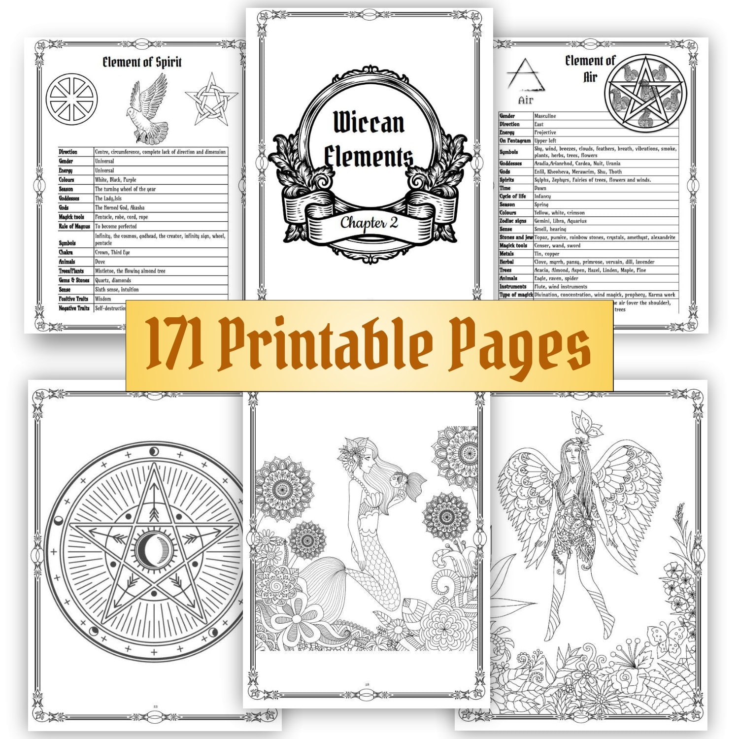 Coloring Grimoire Journal Pages Wicca Starter Kit Printable | Etsy