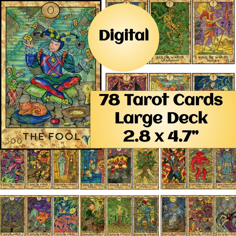 78 Tarot Card Deck Unique Creepy Monsters Large Vintage Etsy
