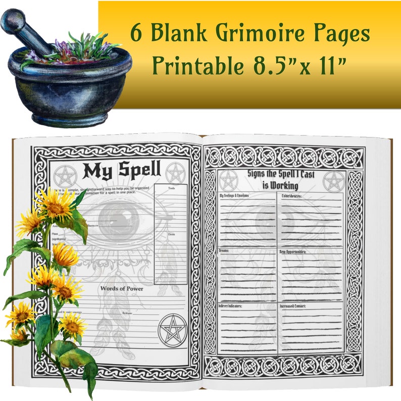 Wiccan Blank Ornate Pages Dreamcatcher 6 Witchcraft Printable - Etsy