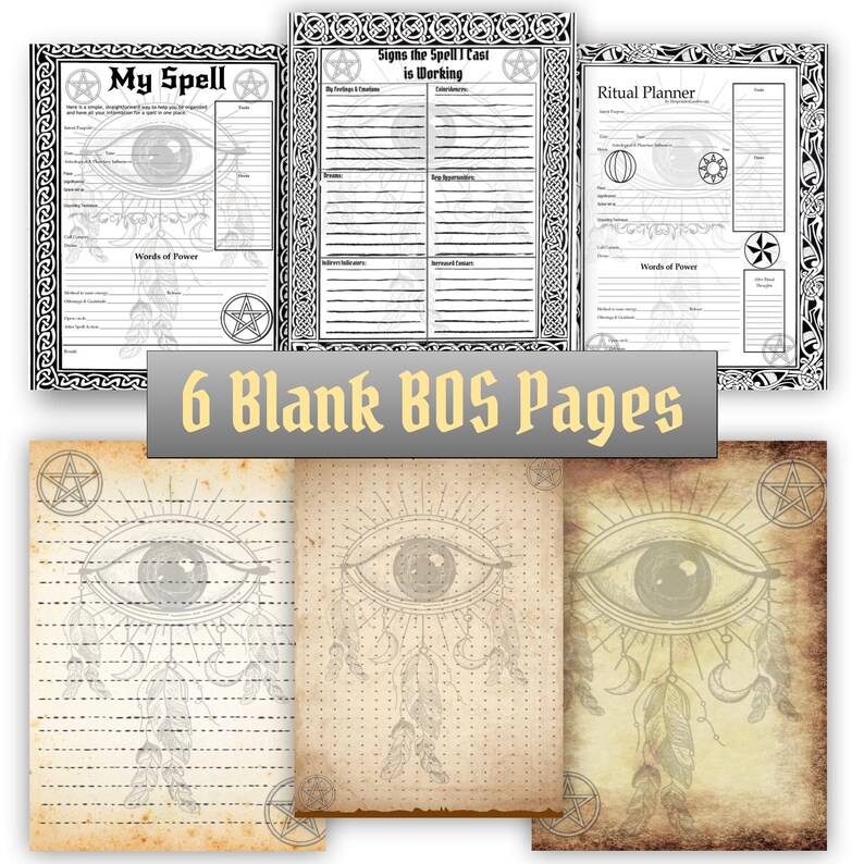 Wiccan Blank Ornate Pages Dreamcatcher 6 Sheets Printable | Etsy
