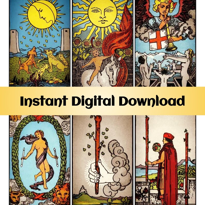 78 rider waite tarot cards deck antique oracle set etsy