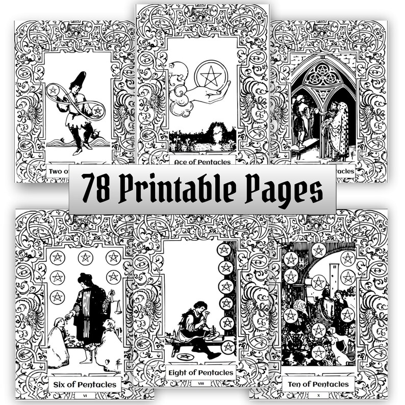 Download 78 Rider Waite Tarot Cards Unique Adult Coloring Book | Etsy