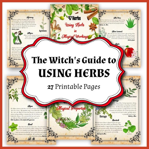 47 Herbs in Magic, Emotional and Spiritual Healing, 27 BOS Pages, Green  Witch Grimoire, Wiccan Starter Kit for Kitchen Witchery 