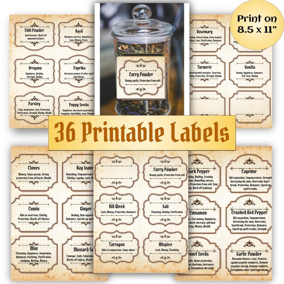36 magic witchcraft apothecary labels kitchen witch printable etsy new zealand