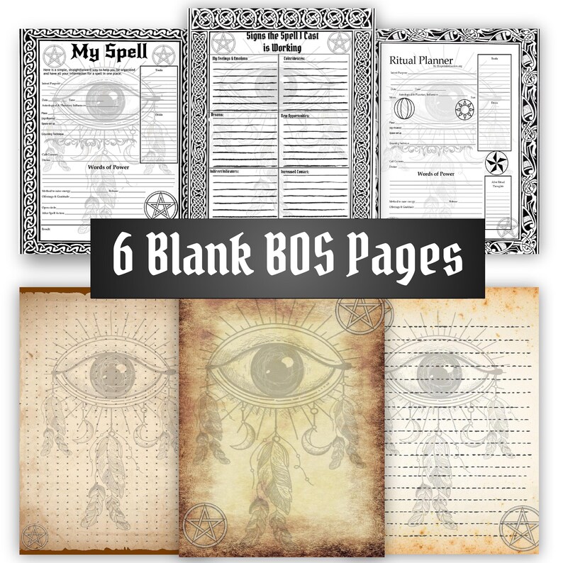 Wiccan Blank Ornate Pages Dreamcatcher 6 Witchcraft Printable - Etsy