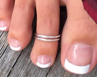 Toe Ring for Woman Sterling Silver | Double Band Stacked | Midi Pinky Ring