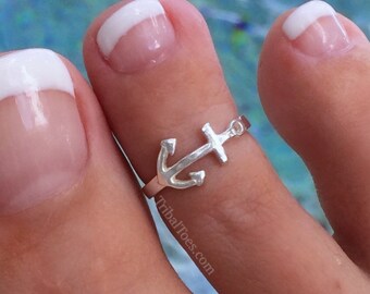 Nautical Anchor Sterling Silver Toe Ring | Adjustable Ring | Toe Ring for Woman