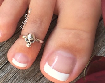 Sterling Silver Toe Ring Midi Ring SKULL