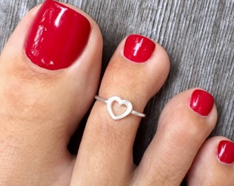 Open Heart Sterling Silver Toe Ring or Midi Ring | Adjustable Ring | Gift for Her