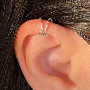 Handmade Sterling Silver Helix Ear Cuff – No Piercing, Minimalist Earring Cuff for Women, Non-Pierced Ear Jewelry - Dainty Crisscross Design