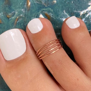 Rose Gold Four Band Toe Ring for Woman | Rose Gold Midi Ring | Rose Gold Pinky Ring | Adjustable