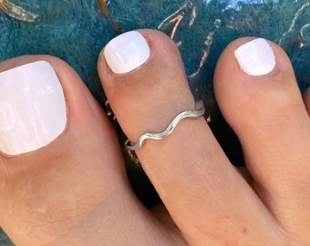 Zig Zag Sterling Silver Toe Ring | Adjustable Ring | Pinky Ring