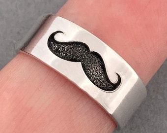 Mustache Sterling Silver Toe Ring for Men | Cigar Band Adjustable