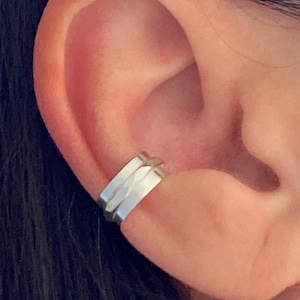 Silver Faceted Ear Cuff | Silver Hammered Ear Wrap | Cartilage Non Pierce Ear Cuff | Ear Cuff No Piercing | Choice of Silver or Rose Gold