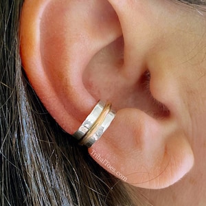 Mixed Metal Ear Cuff | Silver Gold Ear Wrap | Cartilage Non Pierce Ear Cuff | Ear Cuff No Piercing | Choice of Gold Fill or Silver