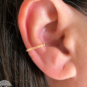 Gold Filled, Rose Gold Filled, Silver, Set of All Three | Peened Hammered Textured Wrap Ear Cuff No Piercing