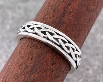 Men's Sterling Silver Toe Ring | Men's Silver Adjustable Ring | Braided Ring