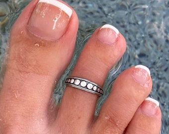 Toe Ring for Woman Sterling Silver | Granulated Silver Toe Ring | Silver Midi Ring