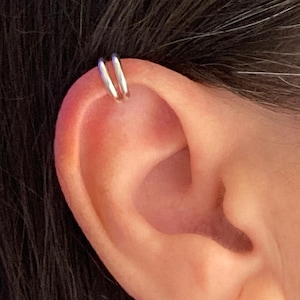 Sterling Silver Ear Cuff Domed Mini | Perfect for Top of Ear Helix with Boho Casual Style