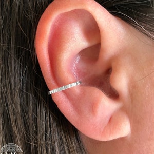 Thin Small Hammered Sterling Silver Ear Cuff | Silver Textured Ear Wrap | Cartilage Non Pierce Ear Cuff | Ear Cuff No Piercing