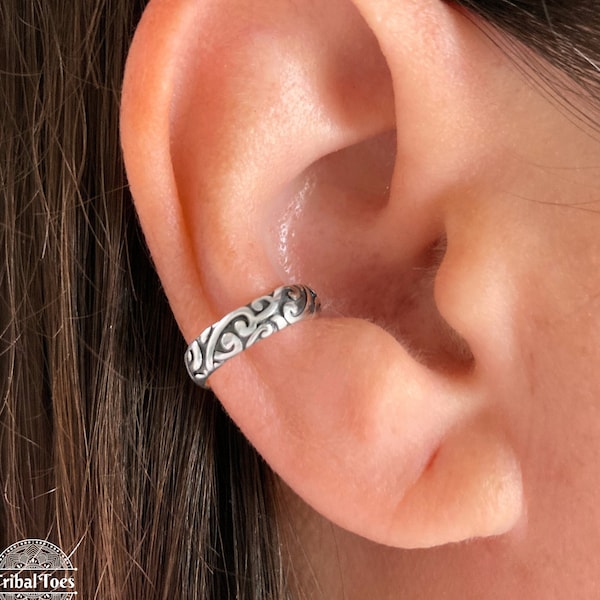 Filigree Sterling Silver Ear Cuff | Silver Floral Ear Wrap | Cartilage Non Pierce Ear Cuff | Ear Cuff No Piercing
