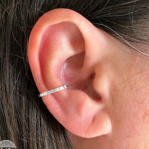 Sterling Silver Ear Cuff | Hammered No Piercing Cartilage Wrap, Thin Minimalist Silver Ear Jewelry, Handmade Adjustable Helix Cuff for Women