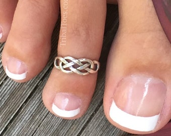 Celtic Crisscross Sterling Silver Toe Ring | Adjustable Toe Ring for Woman | Celtic Ring