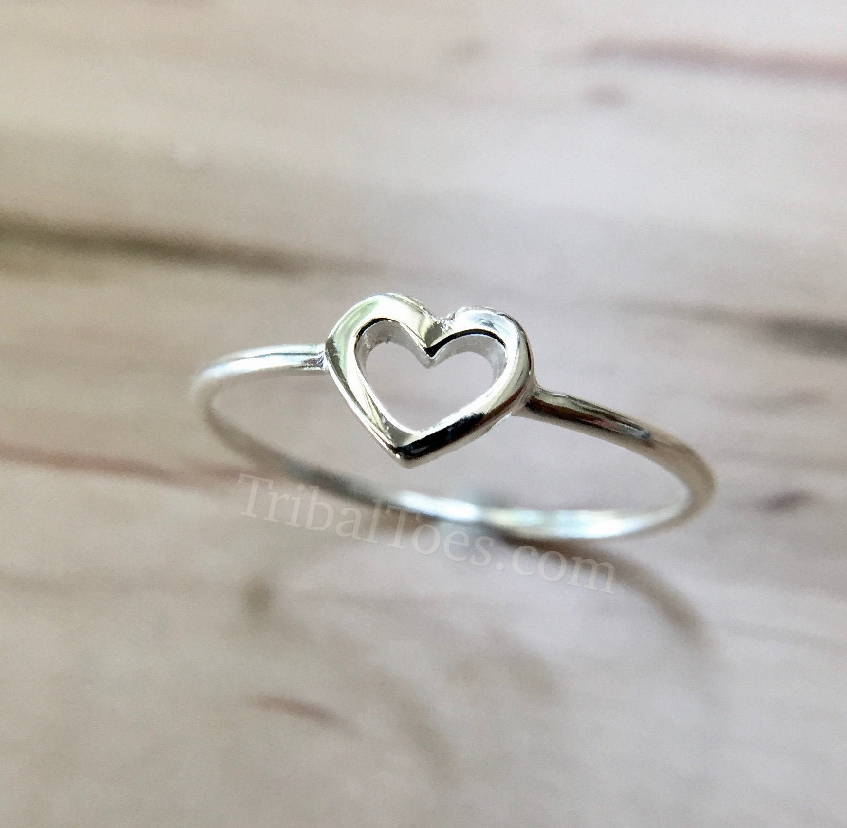 925 Sterling Silver Ring Fixed Solid Size Open Heart Ring | Etsy