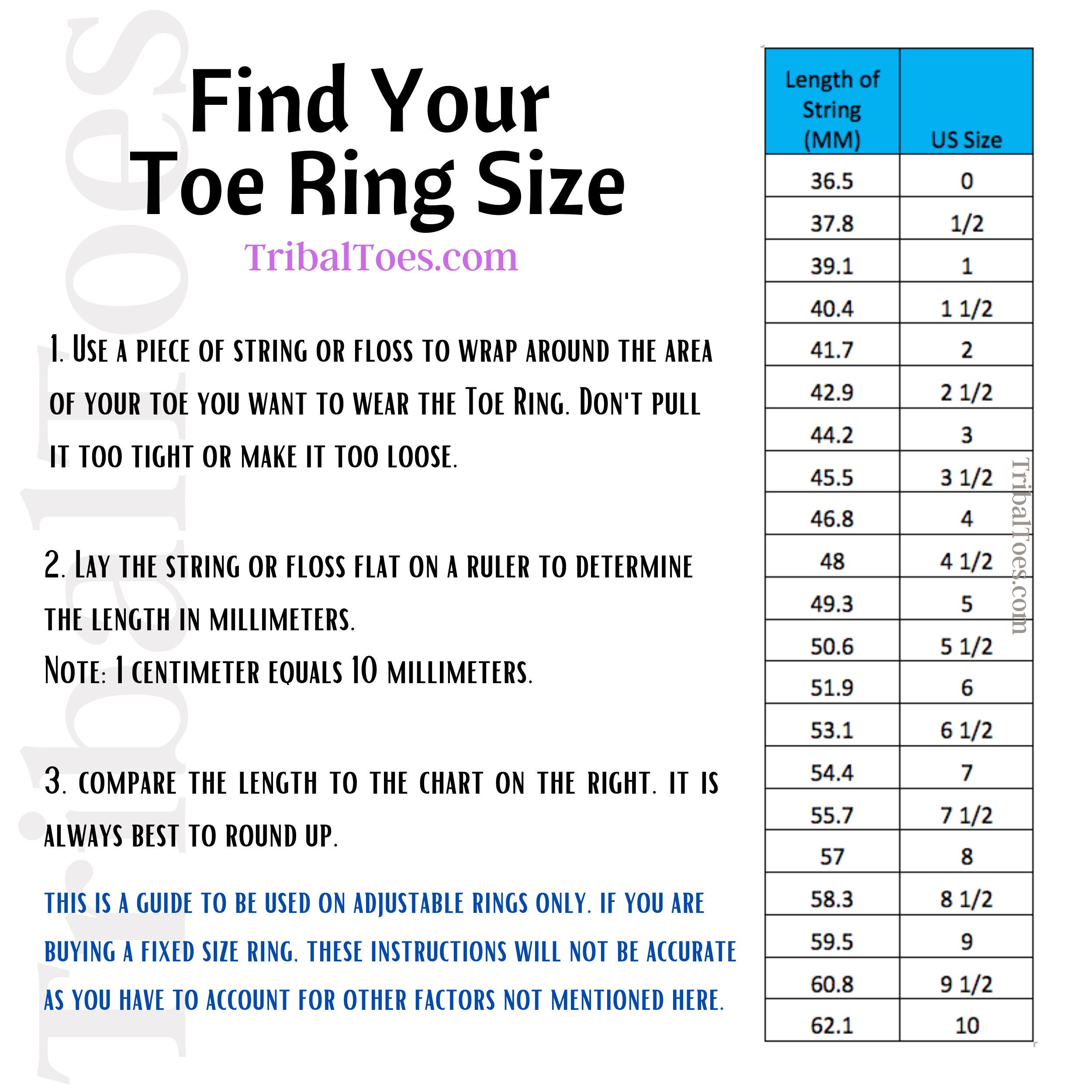 How to measure for a toe ring sale