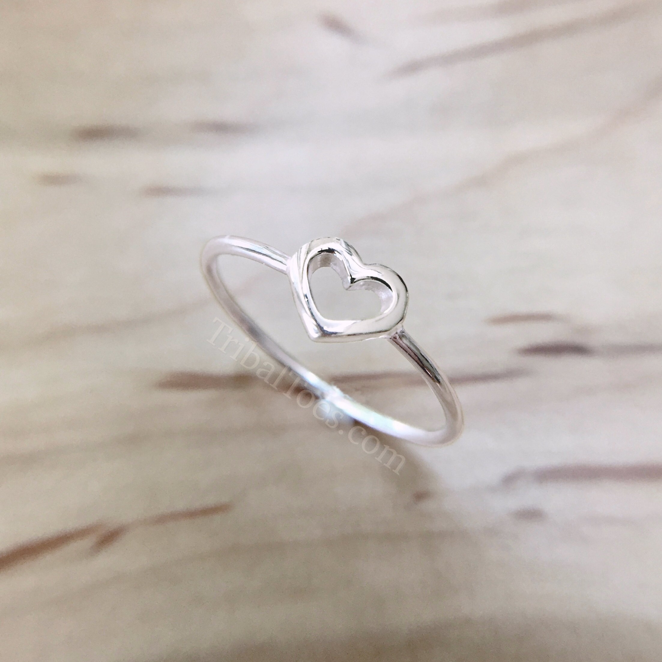 925 Sterling Silver Ring Fixed Solid Size Open Heart Ring | Etsy