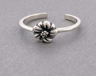 Toe Ring for Woman Sterling Silver | Plumeria Flower Toe Ring or Midi Ring