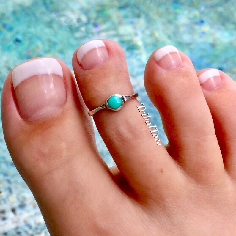 Sterling Silver Toe Ring Turquoise or Lapis Centerpiece Etsy