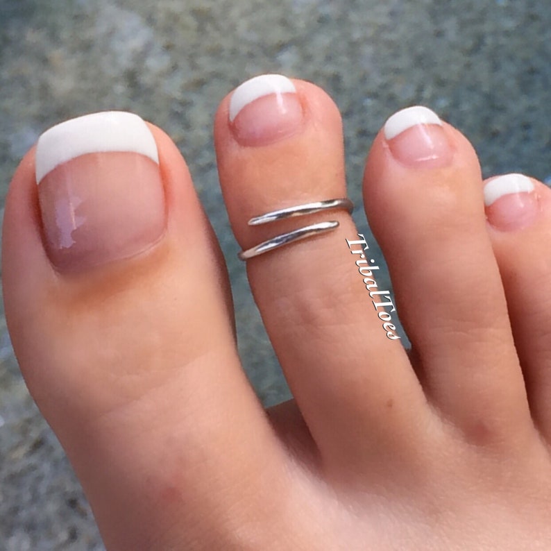 Wrap Bypass Toe Ring or Midi Ring | Sterling Silver Toe Ring | Adjustable Toe Ring 