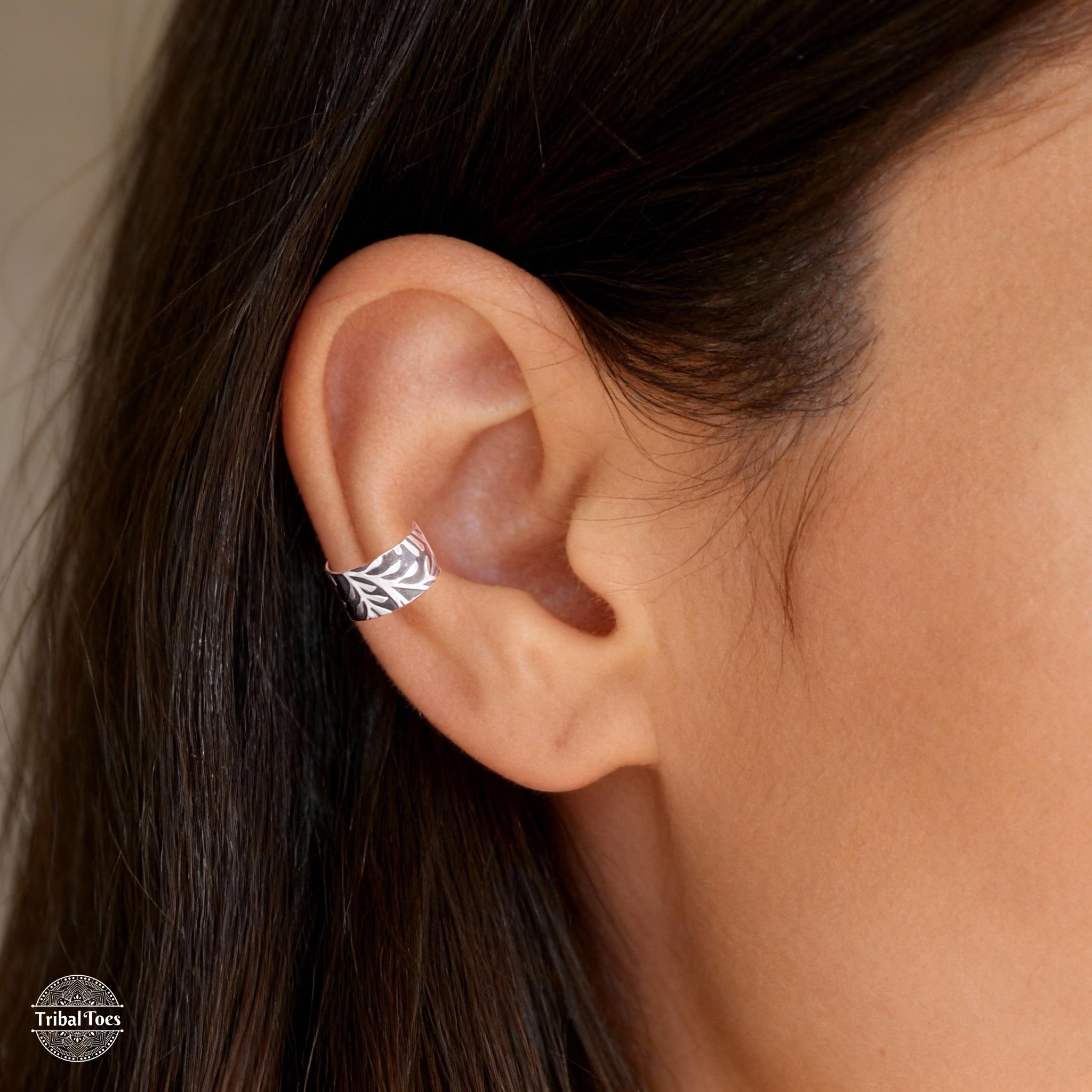 Sterling Silver Filigree Ear Cuff: Floral Non Piercing Cartilage Wrap