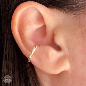 Handcrafted Sterling Silver 14k Gold Fill Ear Cuff for Women, Unique Alternative Jewelry, No Piercing Required, Adjustable and Comfortable