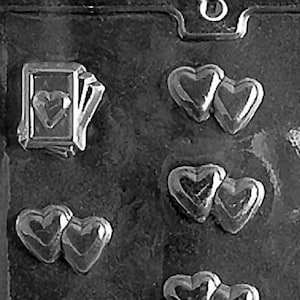 V007 Valentine&#39;s Day Double Heart Assortment Chocolate Candy  Mold