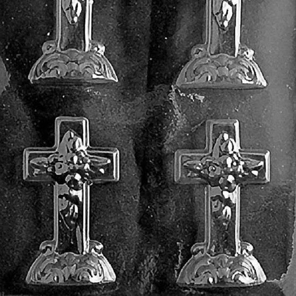 R024 Small Cross with Base Chocolate Candy Soap Mold