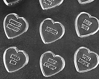 V157 Valentine&#39;s Day Heart Phrases Chocolate Candy Mold