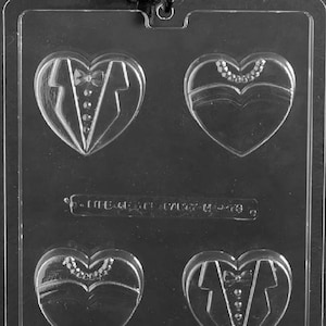 W073 Bride Groom Heart  Dipped Cookie Wedding Bridal Shower Chocolate Candy or Soap Mold