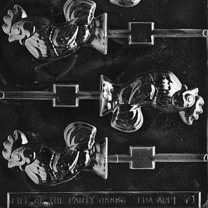 E071 Rooster Lollipop Chocolate Candy  Mold