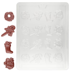 C088 Assorted Christmas Santa Stocking Wreath Candy Cane Chocolate Candy Mold