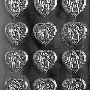 W007 Wedding Heart Mint Shower Chocolate Candy Mold with Exclusive Molding Instructions