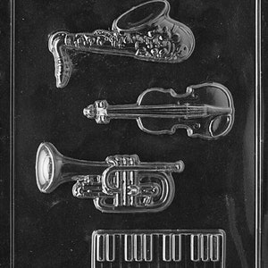 J089 Musical Instrument Chocolate Candy, Plaster or Soap Mold - Etsy