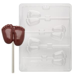 Baby Feet Foot Lollipop Shower Chocolate Candy Soap Clay Mold - Plastic, Clear