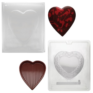 Stampo per cioccolatini con parte superiore e inferiore liscia a forma di cuore V301A&D