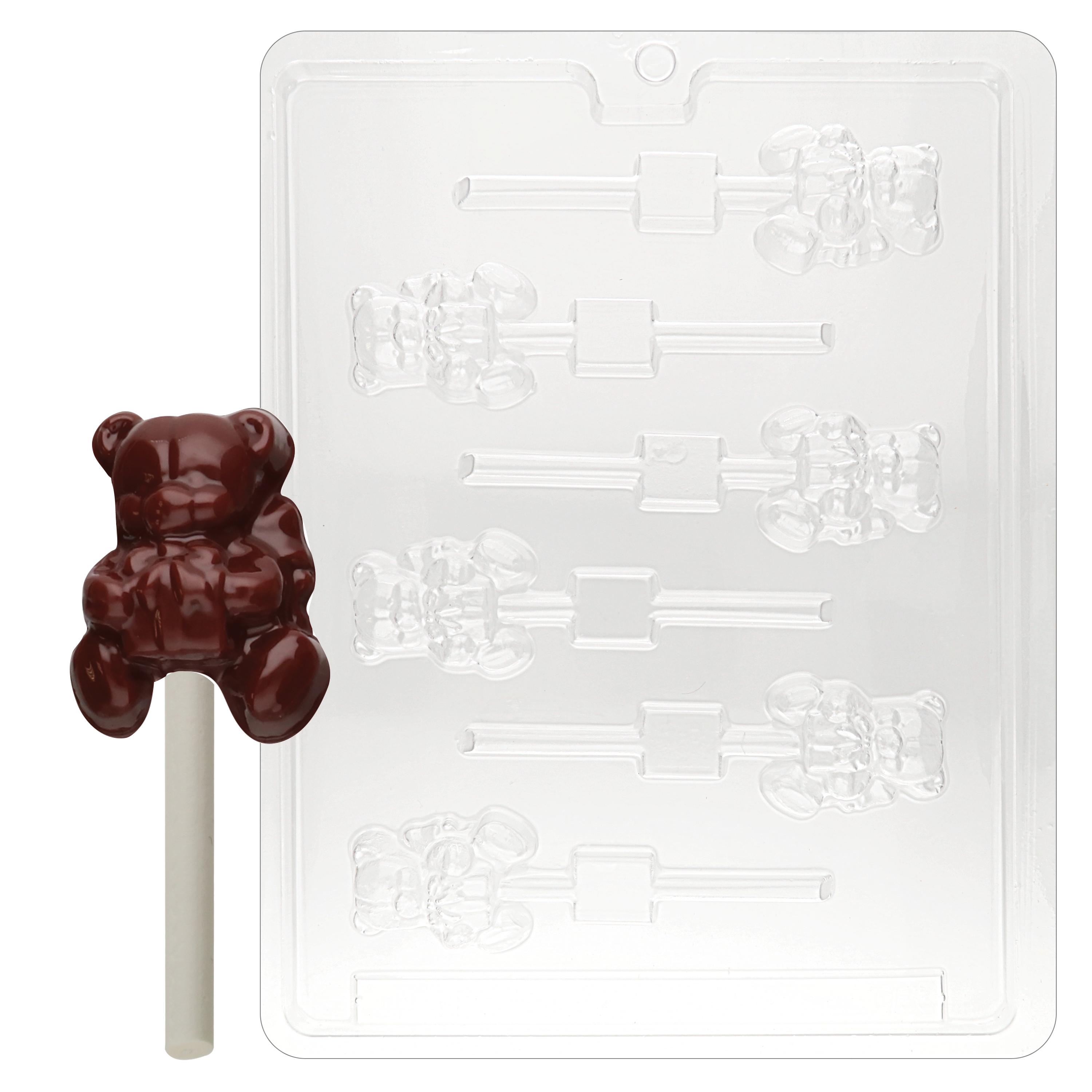 C133 小さなクマのプレゼント付きロリポップチョコレートキャンディ型